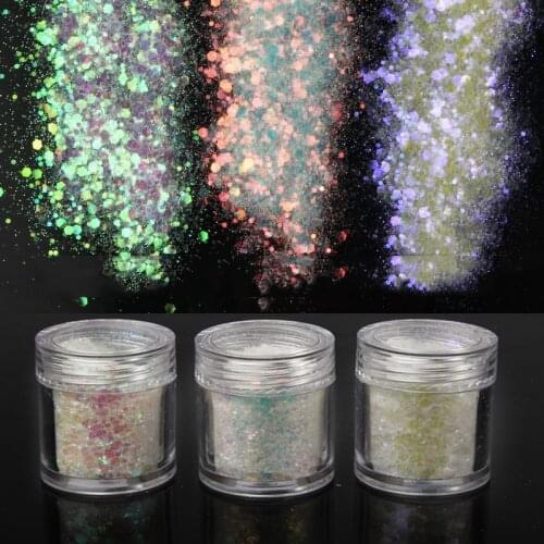 50g/bag Mixes Opal Chunky Glitter White Blue Holo Laser Sequin Flakes Powder for Nail Art Decorations DIY Manicure Tool MD12