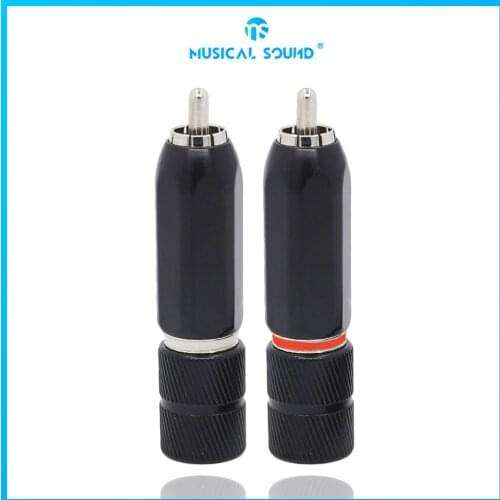 Solder-Free Diy Rca Plug Rhodium-Plated Lotus Connector Rca Jack For Audio Cable Pure Copper Speaker Connector Jack With Lock