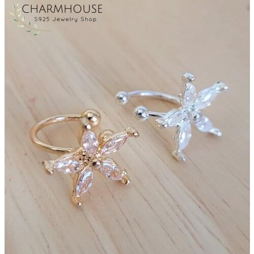 1 Pair Earrings Without Piercing 18K Gold Color/ Silver Zircon U Shape Ear Cuff Clips Brincos Femme Bohemian Vintage Jewelry