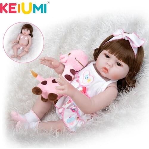 KEIUMI 19 Inch Full Silicone Body Reborn Baby Girl Doll Bathe True To Life Boneca Reborn Realistal Childrens Birthday Gifts