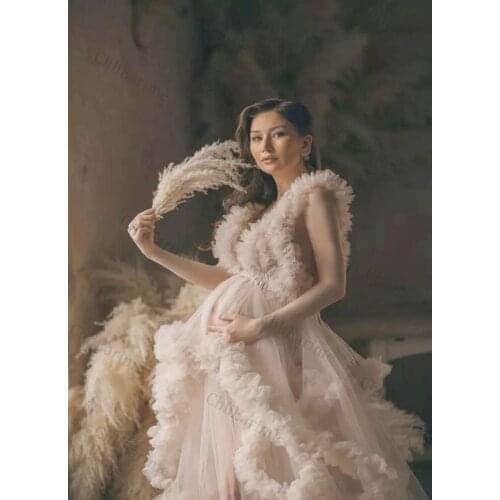 Womens sexy maternity gown nightgown sleeveless tulle bridal gown wedding customization