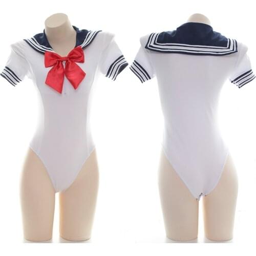 Women Fashion Bodysuits Tops Sukumizu Sleeveless Summer Anime Bodysuit Swimsuit Transparent Swimwear Basic Bodycon Jumpsuit Body