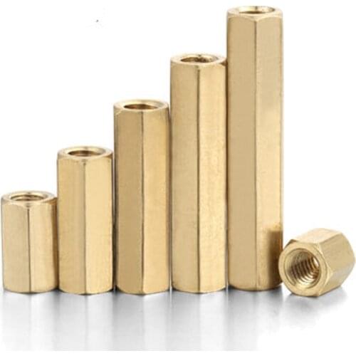 10Pcs M1.6 brass double pass Allen hex pillar Hexagon isolation copper column high quality screw 1.2mm-4mm L Fine tooth 0.35mm
