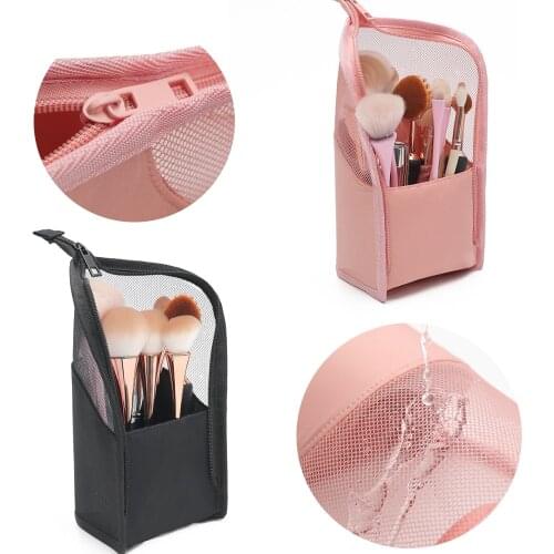 1Pc Stand Cosmetic Bag for Women Clear Zipper Makeup Bag Travel Female Makeup Brush Holder Organizer Toiletry Bag