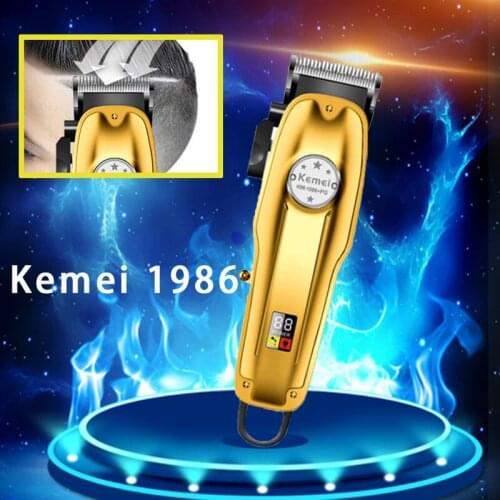 2020 All-Metal Man Hair Clipper Professional Cordless Trimmer Gold Color For Kemei 1986 Hairdressing Devices Barber Accessories