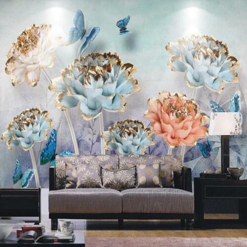 Milofi custom 3D wallpaper mural 3D stereo flower relief butterfly love flower living room background wall decoration mural wall
