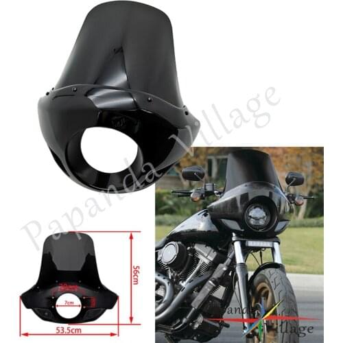 5 3/4" Custom Headlight Fairing Tall Smoke Windshield w/ Fork Mount Kits For Harley Touring Sportster Dyna XL 883 XL 1200