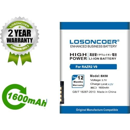 LOSONCOER Battery 1600mAh BX50 Battery For Motorola U8 V10 PEBL2 U9 RAZR2 V8 RAZR2 V9 V9m ZINE ZN5