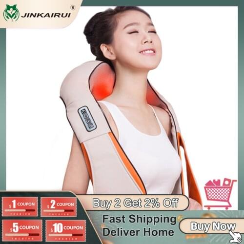 Jinkairui U Shape Car/Home/Office Neck Massager Electrical Shiatsu Shoulder Back Body Massagers Infrared 3D Massagem