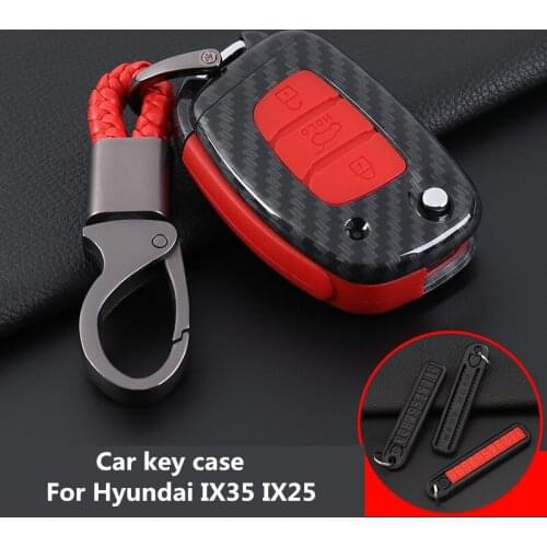 Key Cover Carbon Fiber For Hyundai IX35 IX25 Tucson Car Key Case Decoration