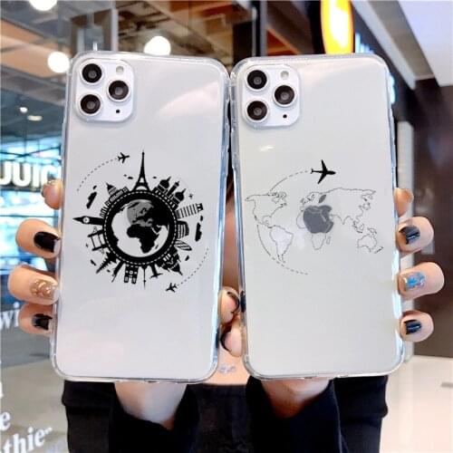 World Map Compass Flight Adventure Phone Case for iPhone 12 11 Pro X XS XR Max 7 8 7Plus 8Plus 6S se2020 12mimi Soft Silicone
