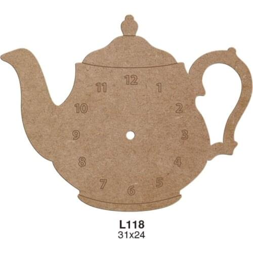 L119 Teapot Clock, Unpainted Raw Wood Mdf Clock