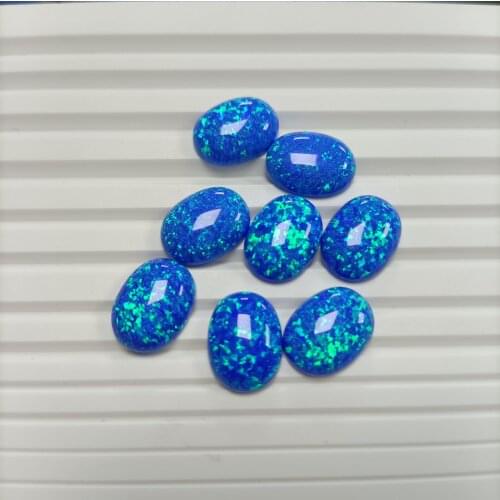 Lab Creat Oval Opal OP05 16x12mm Dark Blue Fire Flatback Cabochon Beads Synthetic Stone For Jewelry