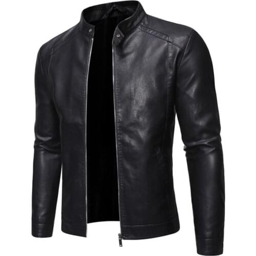 Autumn Winter Fashion Stand Collar Motorcycle Jacket Soft Motorcycle Windbreaker Pockets for Party