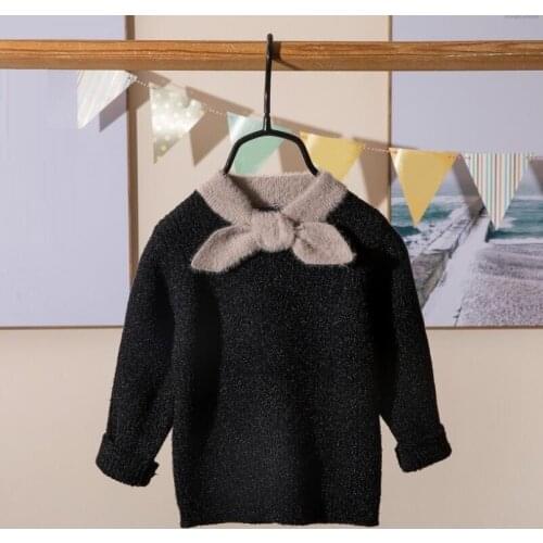 New Autumn Winter Baby Toddler Knitted Sweater Children Clothes Girls Pullover Sweater Bow Long Sleeve Kids Knit Sweaters Tops