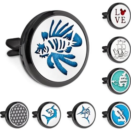 New Arrival Fish Ship Black 30mm Magnet Open Essential Oil Car Vent Clip Perfume Diffuser Locket Free 10 Pads
