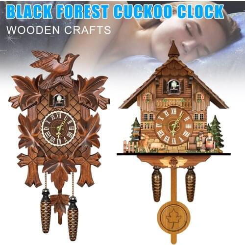 New German Black Forest Cuckoo Clock Retro Nordic Style Wooden Cuckoo Wall Clock GQ