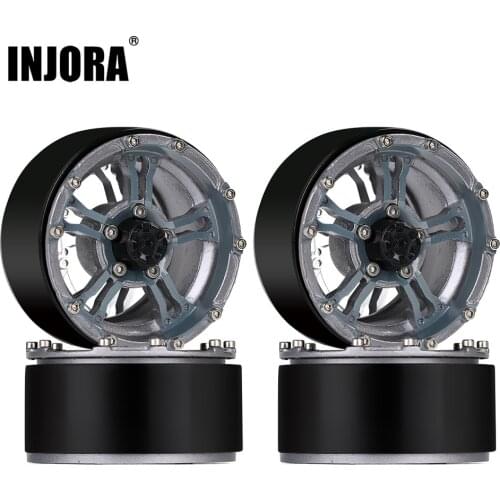 INJORA 171g/pcs Heavy Metal Alloy 1.9 Beadlock 5-Spokes Wheel Rim Hub for 1/10 RC Rock Crawler Axial SCX10 90046 AXI03007