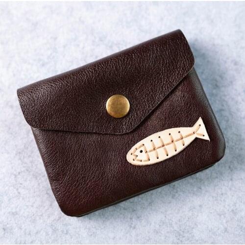 Original Handmade Genuine Leather Coin Purse Personalized Leather Small Short Wallet Fashion Credit Cards Holder Gift For Him