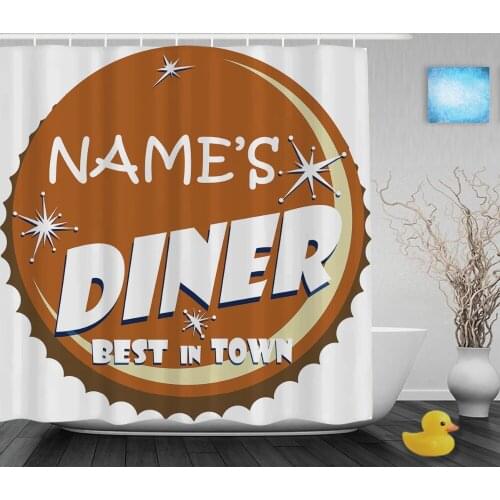 Personalized Home Decor Shower Curtain Retro Diner Best In Time Bathroom Shower Curtains Polyester Fabric With Hooks