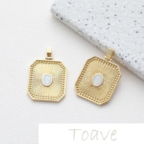 Opal Rectangular Pendant Retro diy Necklace Pendant Handmade Material Accessories