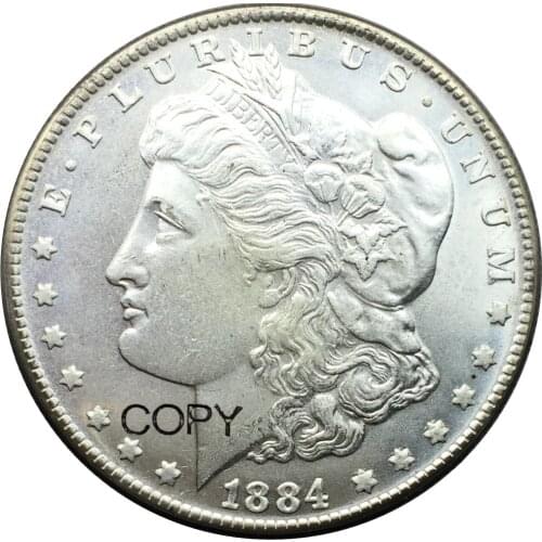 Untied States Coin 1884 CC Silver Plated Morgan One Dollar Replica Coins