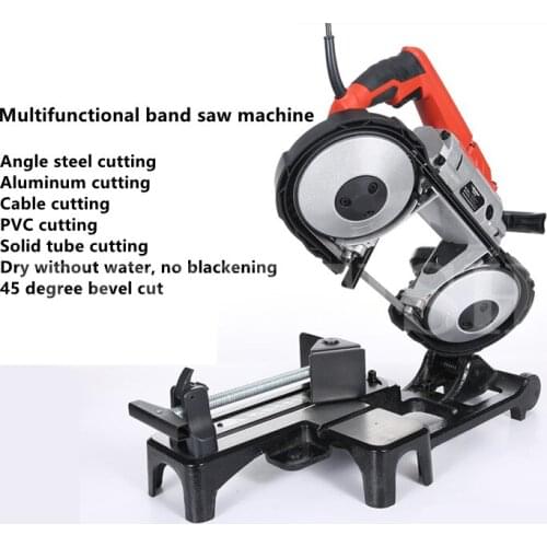 Handheld multifunctional band saw machine pipe cutting machine stainless steel angle iron metal pipe steel pipe cutting 45 degre