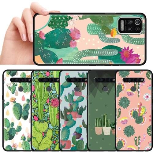 Silicone Phone Case For LG K41s K61 K50 G6 K50s G7 K40s K52 K40 K42 K51 K71 G8 K31 Black Soft Back Cover Lovely Cactus Shell Cas
