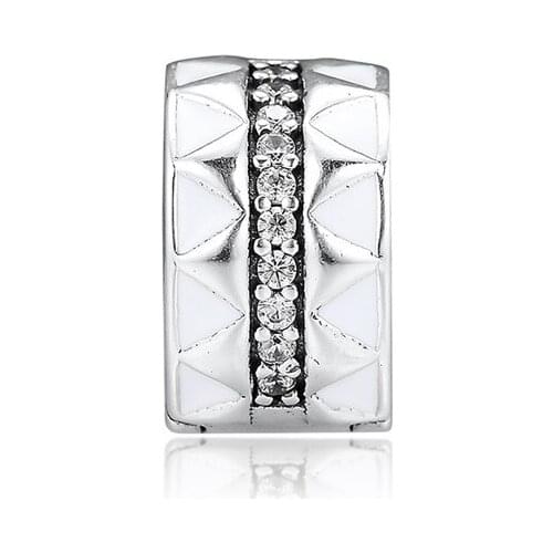 Sparkling Jagged Lines Clip Beads for Women Bracelets Summer DIY Silver 925 Jewelry Clear CZ Crystal Beads for Jewelry Making