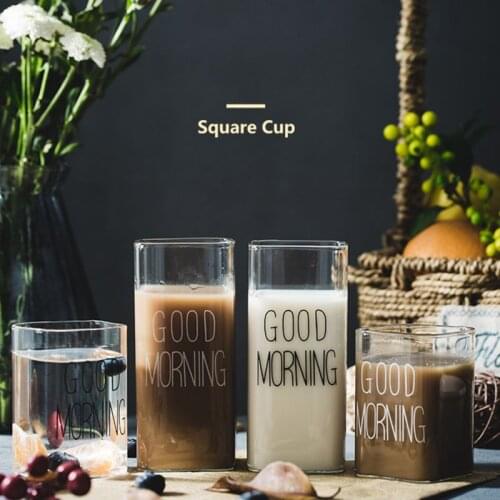 250/370ml Letter Printed Glass Cup Heat-resistant Beer Espresso Coffee Cup Cocktail Vodka Whiskey Mug Transparent Drinkware