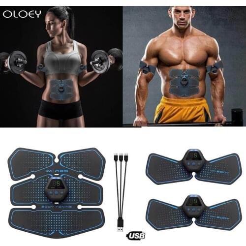USB Rechargable Wireless EMS Electric Abdominal Muscles Trainer ABS Stimulator Body Weight Loss Massage Gym Belly Arm Fitness