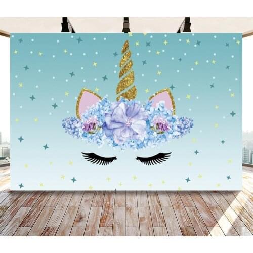Vinyl Backdrops For Photography Pink Rose Flowers Unicorn Birthday Party Poster Child Watercolor Photo Background Photocall