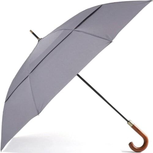 Protable Gray Large Clear Umbrella Double Layer Long Handle Umbrella Windproof Parasol Umbrella Waterproof Ambrella Rain Gear