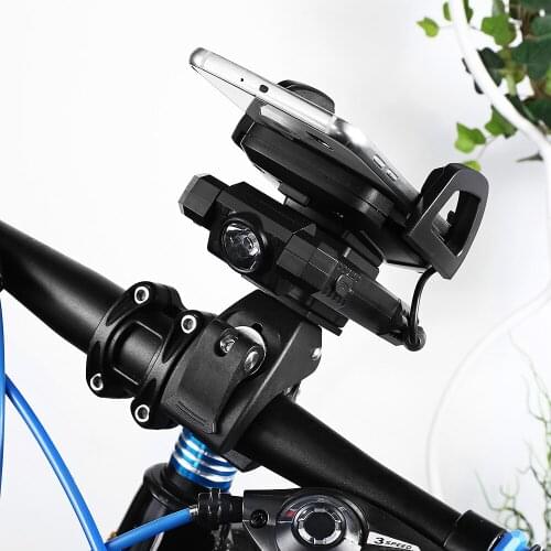 Waterproof multi function bicycle motorcycle three in one universal mobile phone bracket + Mobile Phone Charger + LED headlamp