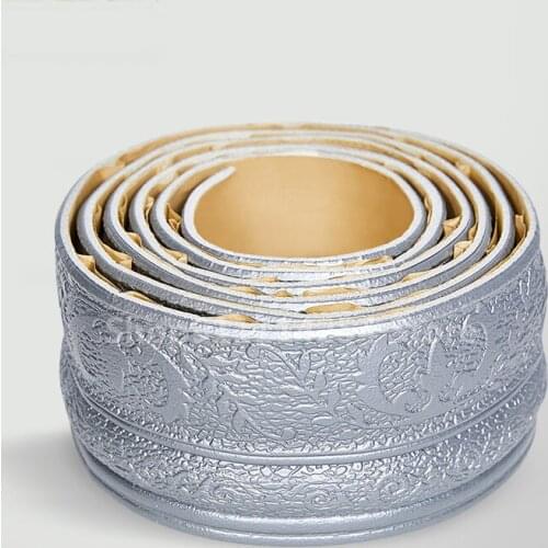 Waterproof Tile Baseboard Edge Strip Stickers Embossed Wallpapers Corner Line Skirting Sticker Self-Adhesive Sticker Waistline