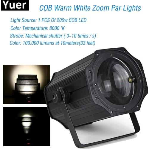 High quality 2018 New 200W COB Warm White Zoom Par Light For Club Disoc Dj Show Home Party Ballroom Bands Stage Lighting
