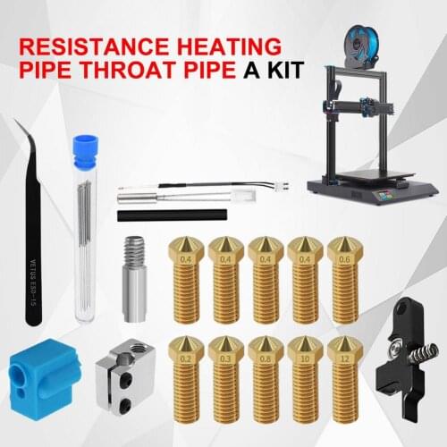 3D Printer Parts for Artillery Sidewinder X1 Nozzle Silicone Sleeve Thermal Resistor Heating Pipe Spanner Extruder Heating Kit