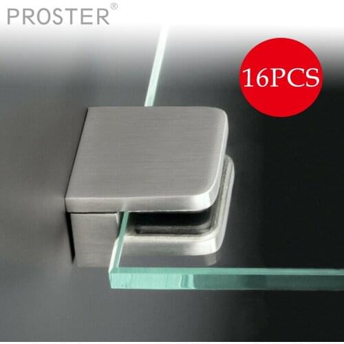 16 Pcs Stainless Steel Glass Clamp Clips with Hexagon Driver Home Hardware Kit for 8-10 mm Thickness Glass Bracket Holder Stand