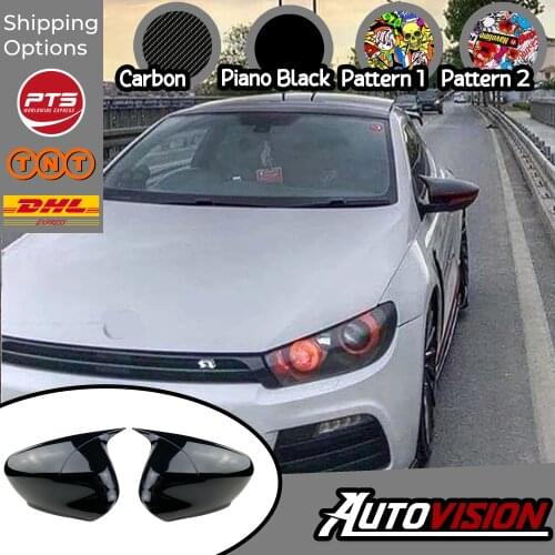 Mirror Cover For VW Scirocco 2008 2009 2010 2011 2012 2013 2014 2015 2016 2017 Accessory Bright Black Piano Black BATMAN Case