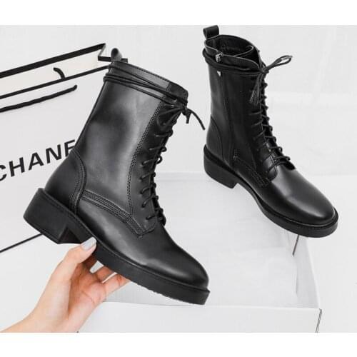 2020 New Leather Boots Women Ankle Boots for Women Black Boots Winter Shoes Women Fashion Female+shoes Chaussures Femmes