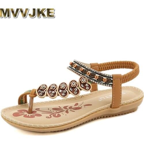 MVVJKE Rhinestone Print Women Flip Flop Outdoor Casual Sandals Women Soft Comfort Beach Garden Shoes Sandals Ladies High Quality