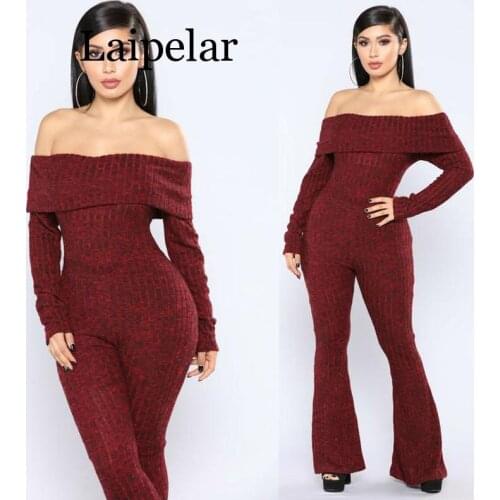 Long Sleeve Womens Rompers Jumpsuit Off Shoulder Playsuit Women Wide Leg Oversized Streetwear