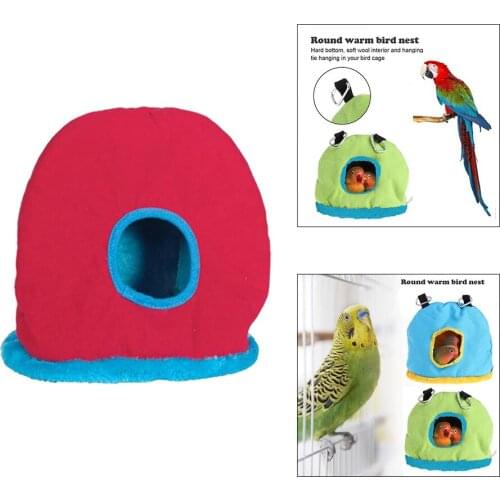 Winter Warm Plush Birds Nest House Shed Cave Cage Warm Sleeping Bed Hideaway