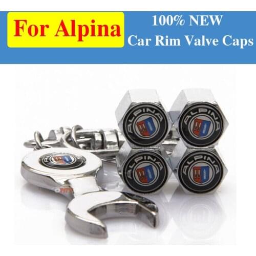 1SET for Alpina Car Rim Valve Stems Caps Spanner Keyring Automotive Tire Accessories for Bmw E60 E90 F10 F30 F15 X3 X4 X5 Series
