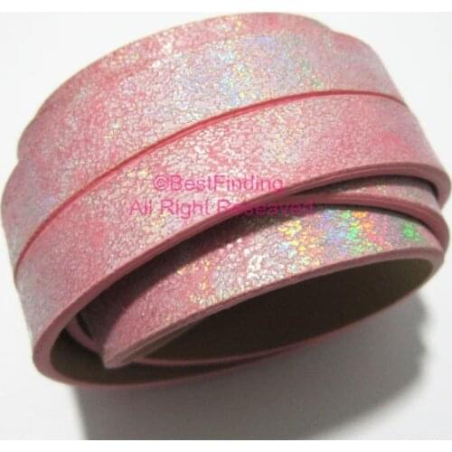 10mm Metallic gorgeous pink leather cord 10X2mm Flat leather cord S1051