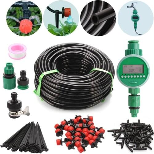 15m/25m/50mGarden Automatic Pouring Drip Irrigation System Garden Irrigation Kit Adjustable Drip Spray Watering Irrigation Set