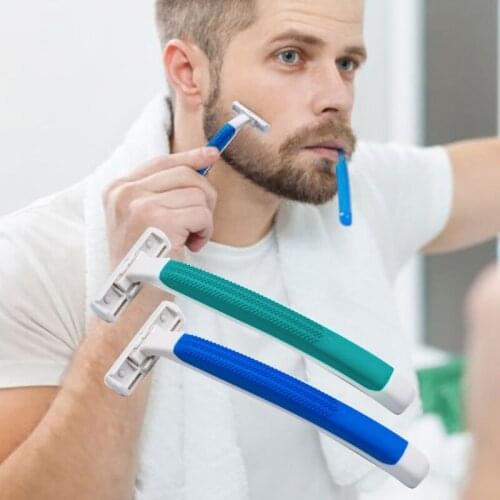 50 Pcs Double Blade Stainless Razor Set Disposable Stainless Steel Shavers w/ Non-slip Handle for Men Women