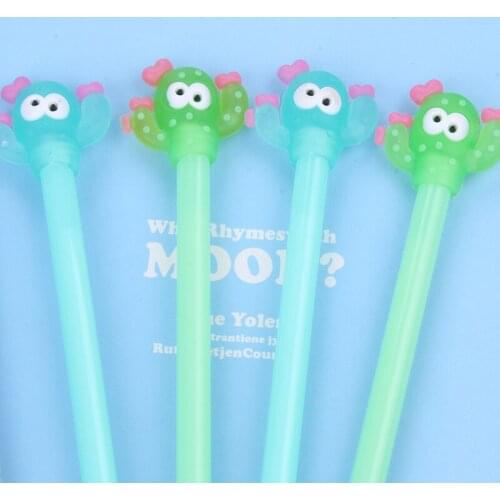 50PCS South Korea Creative Stationery Wholesale Soft Silicone Cactus Signing Pen Gel Pen Students Ball Pen Prizes Gift
