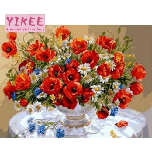 Diamond embroidery poppies, full drill square diamond, diamond mosaic poppy