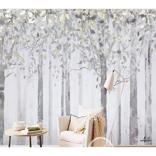 Beibehang Custom made of large frescoes Nordic Art Retro Modern Simple Poplar Trees Background Walls Nonwovens Wallpapers